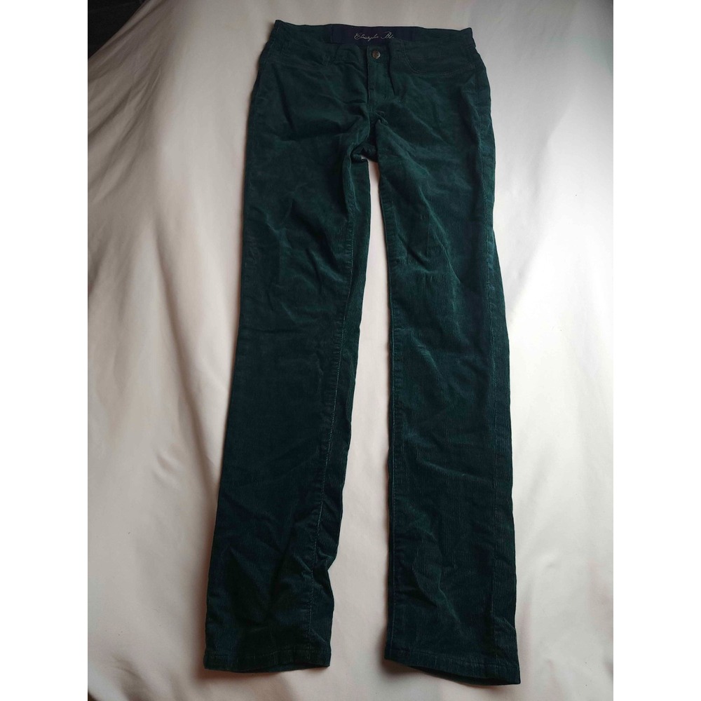 Christopher Blue Jeans Women Size 2 Green Corduroy Slim Straight Stretch Casual